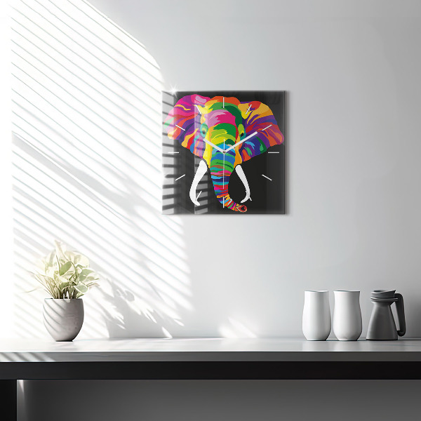 Štvorcové hodiny Farebný slon