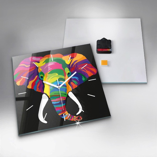 Štvorcové hodiny Farebný slon