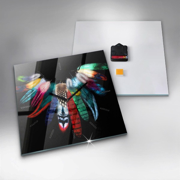 Štvorcové hodiny Farebné vtáčie perie