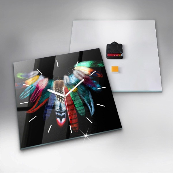 Štvorcové hodiny Farebné vtáčie perie