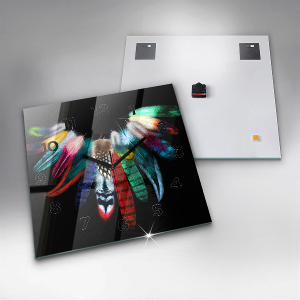 Štvorcové hodiny Farebné vtáčie perie