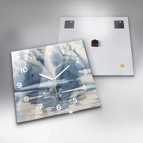 Štvorcové hodiny Rybár na jazere