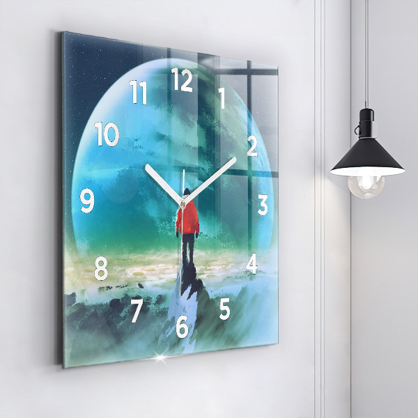 Štvorcové hodiny Muž na Mesiaci