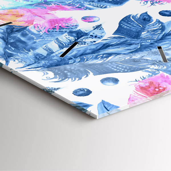 Štvorcové hodiny Farebné perie