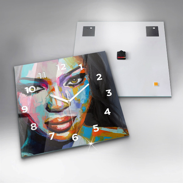 Štvorcové hodiny Farebná ženská tvár