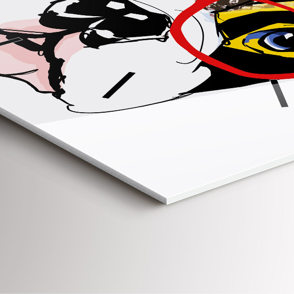 Štvorcové hodiny Francúzsky buldoček s okuliarmi