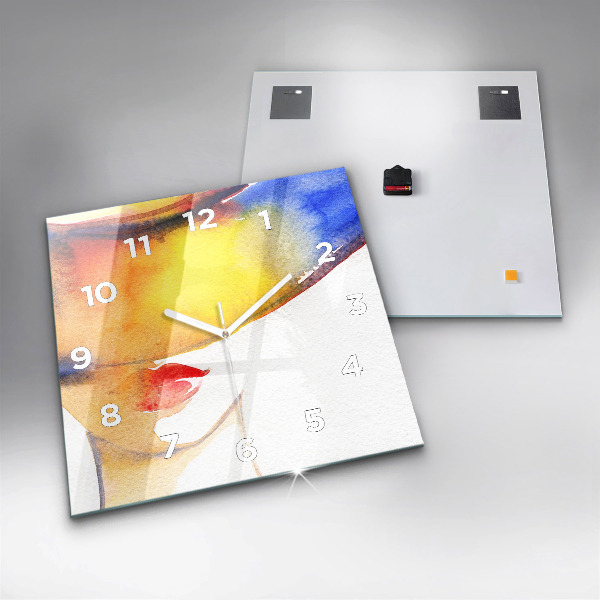 Štvorcové hodiny Žena v klobúku