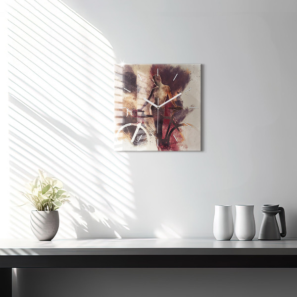 Štvorcové hodiny Žena a bicykel