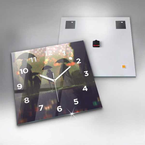 Štvorcové hodiny Ľudia s dáždnikmi