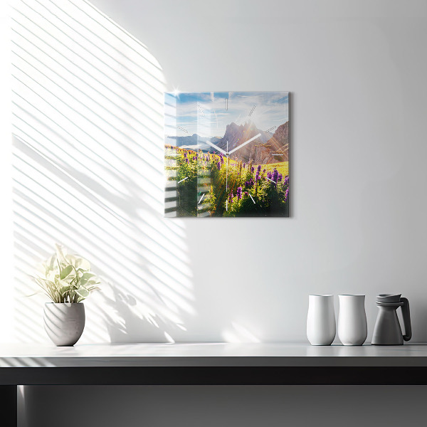 Štvorcové hodiny Levanduľová lúka