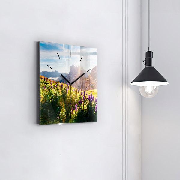 Štvorcové hodiny Levanduľová lúka