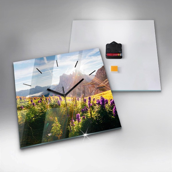 Štvorcové hodiny Levanduľová lúka