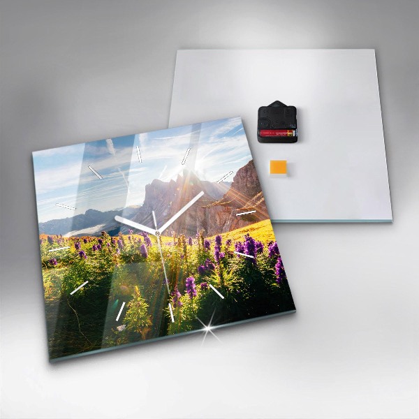 Štvorcové hodiny Levanduľová lúka