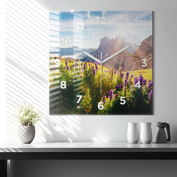 Štvorcové hodiny Levanduľová lúka