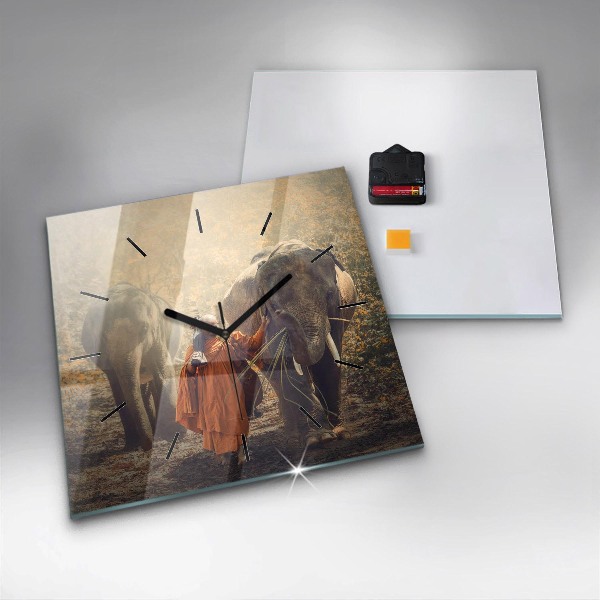 Štvorcové hodiny Mních vedúci slony