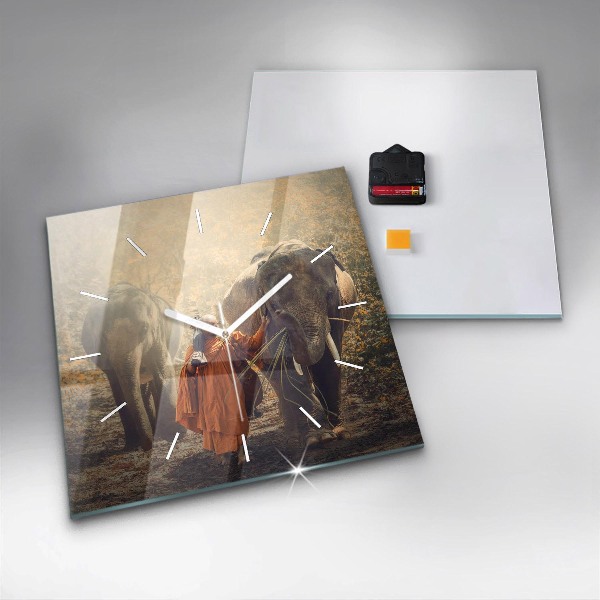 Štvorcové hodiny Mních vedúci slony