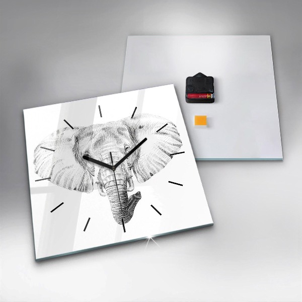 Štvorcové hodiny Grafická hlava slona