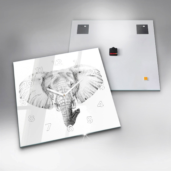 Štvorcové hodiny Grafická hlava slona