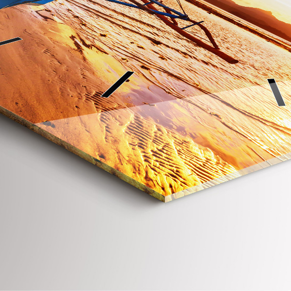 Štvorcové hodiny Loď a západ slnka