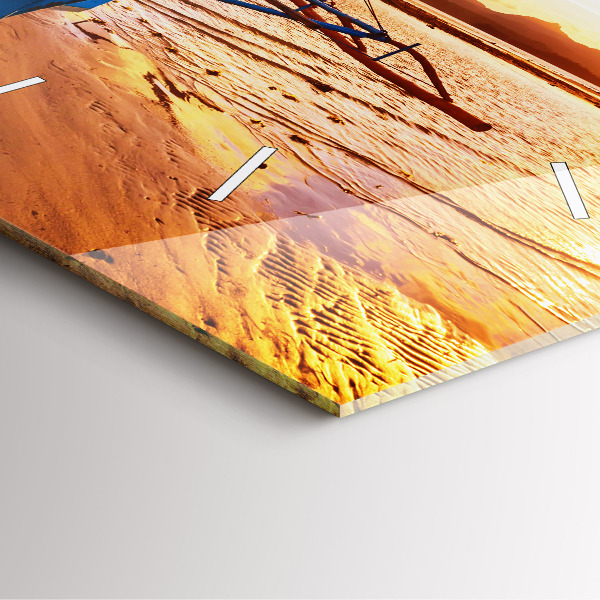 Štvorcové hodiny Loď a západ slnka