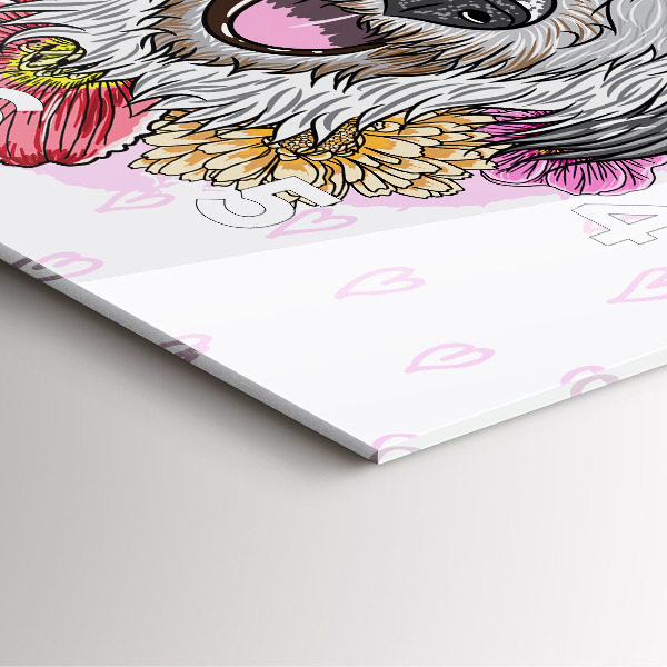 Štvorcové hodiny Šťastný pes v kvetoch