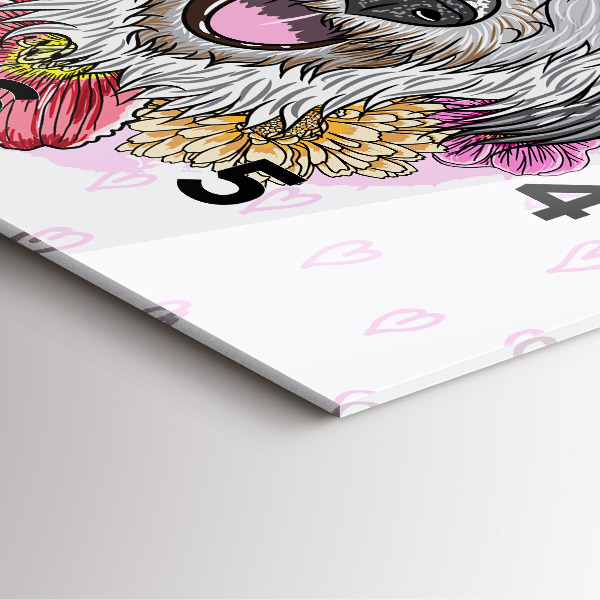 Štvorcové hodiny Šťastný pes v kvetoch