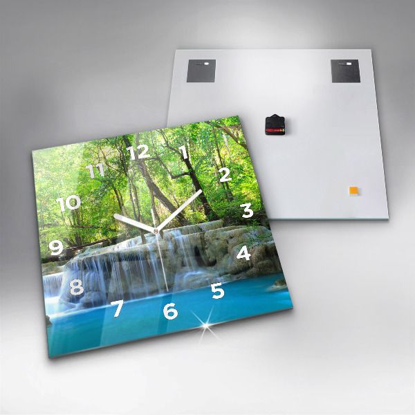 Štvorcové hodiny Vodopád v lese