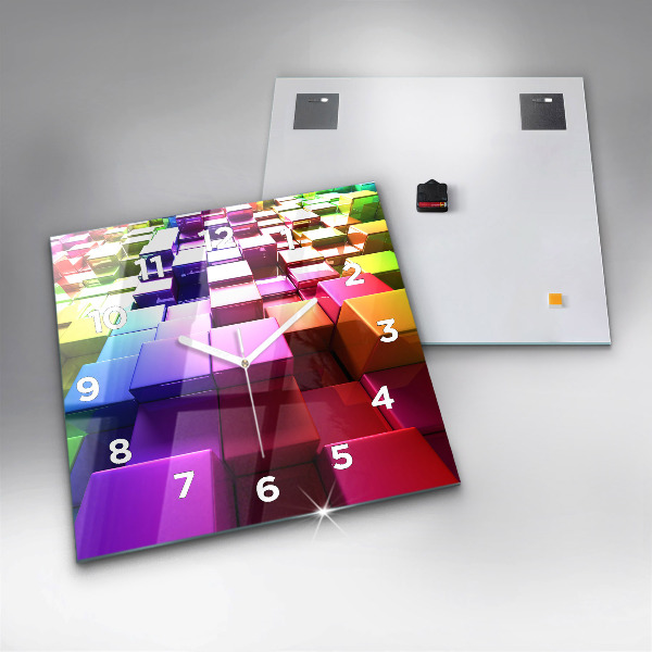 Štvorcové hodiny Farebné kocky