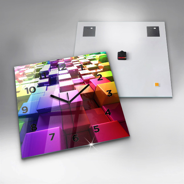 Štvorcové hodiny Farebné kocky