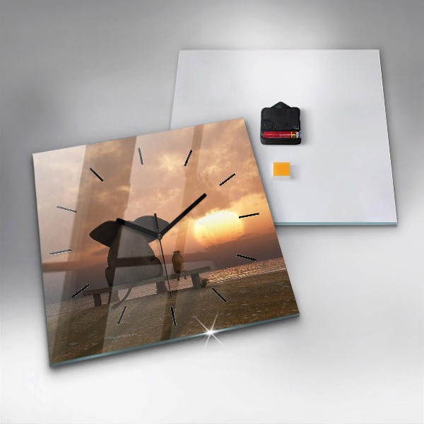 Štvorcové hodiny Zvieratá a západ slnka