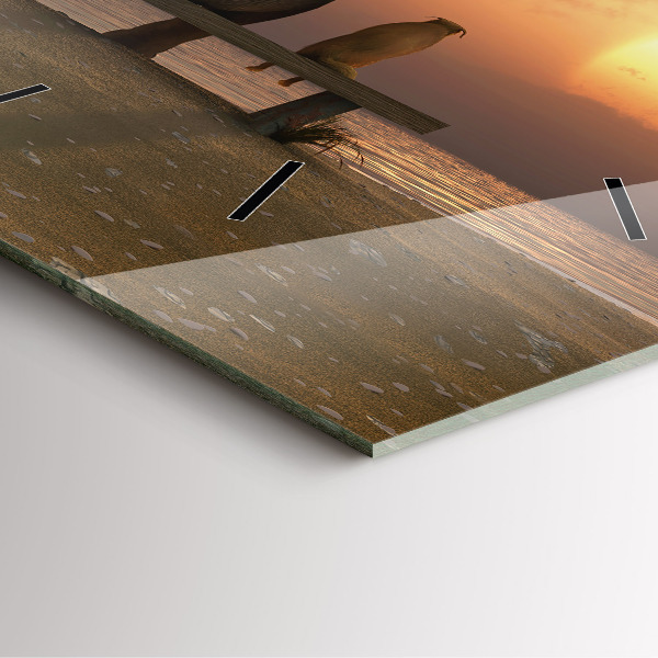 Štvorcové hodiny Zvieratá a západ slnka