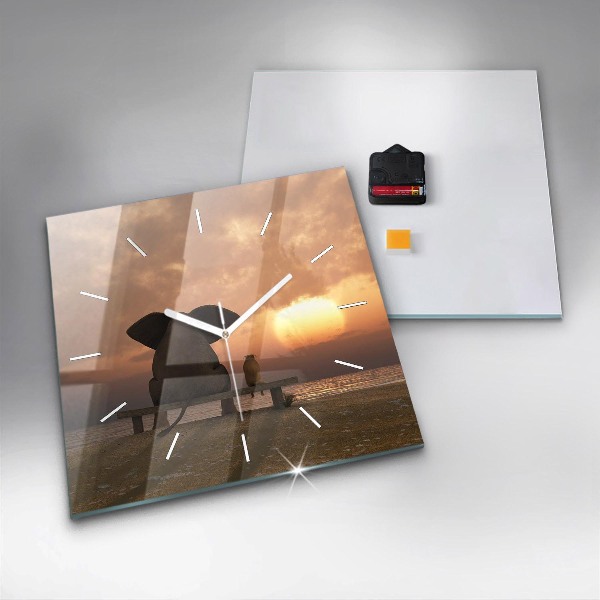 Štvorcové hodiny Zvieratá a západ slnka