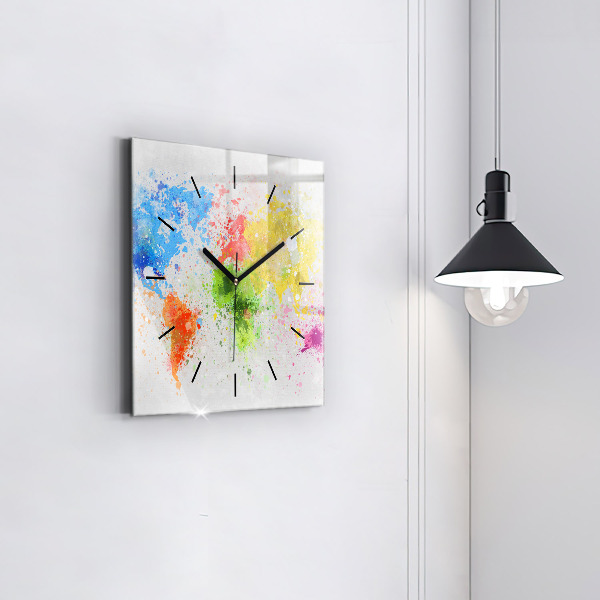 Štvorcové hodiny Mapa sveta na papieri