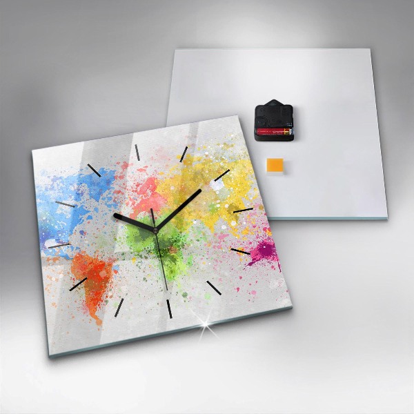 Štvorcové hodiny Mapa sveta na papieri