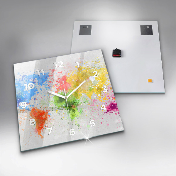 Štvorcové hodiny Mapa sveta na papieri