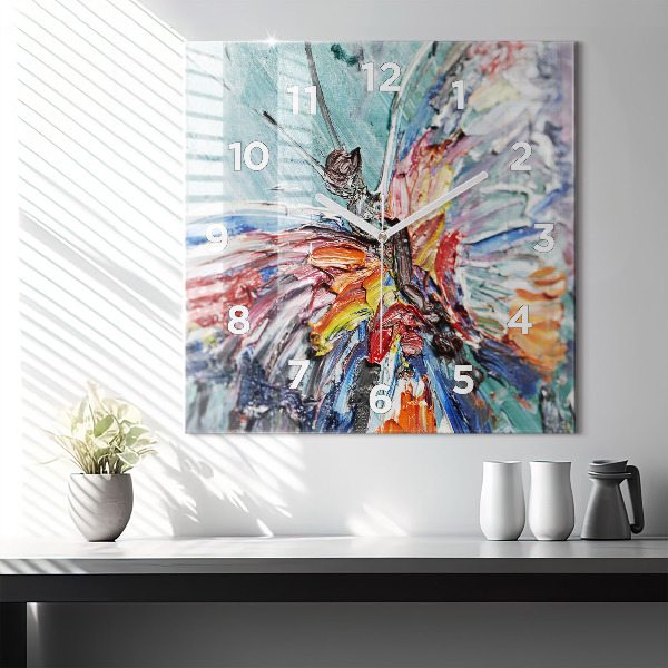 Štvorcové hodiny Fragment olejového umenia