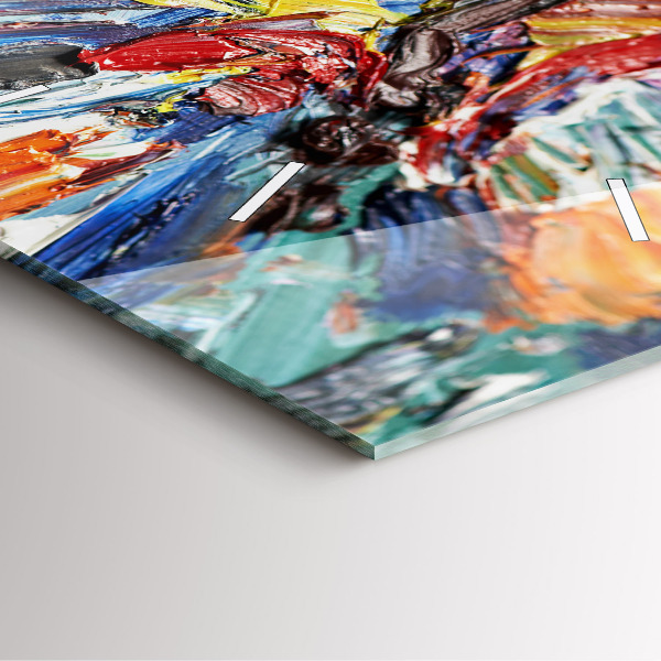 Štvorcové hodiny Fragment olejového umenia