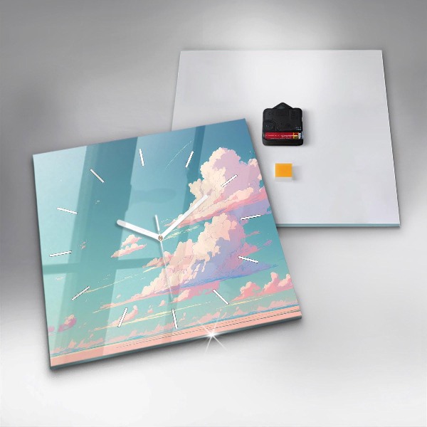 Štvorcové hodiny Pastelová farba oblohy