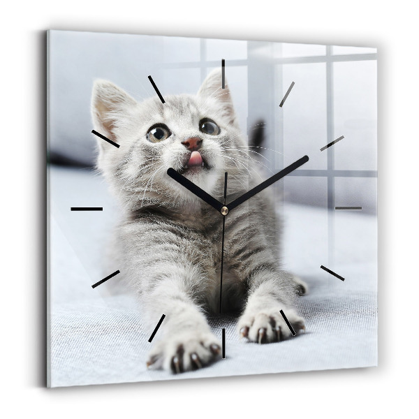 Štvorcové hodiny Mačka na gauči