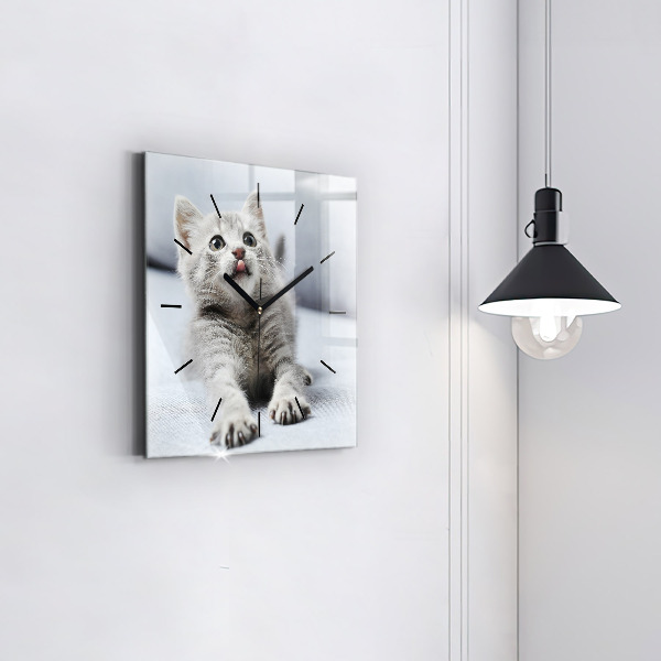 Štvorcové hodiny Mačka na gauči