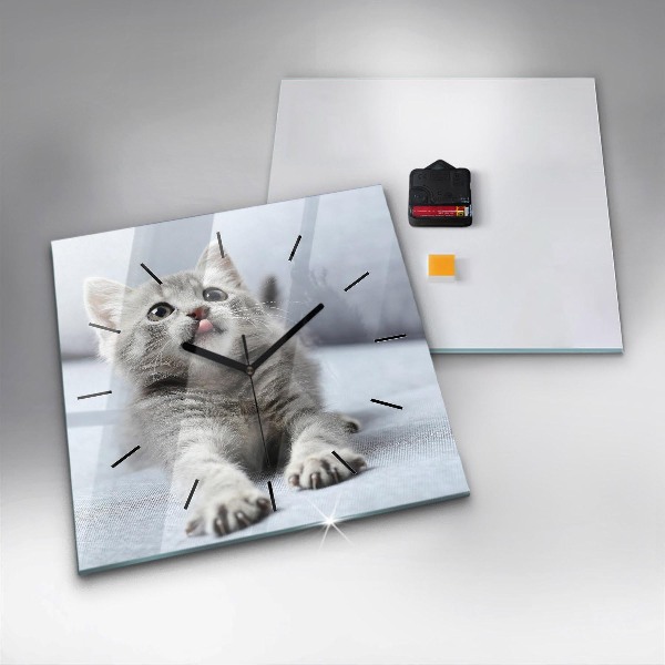 Štvorcové hodiny Mačka na gauči