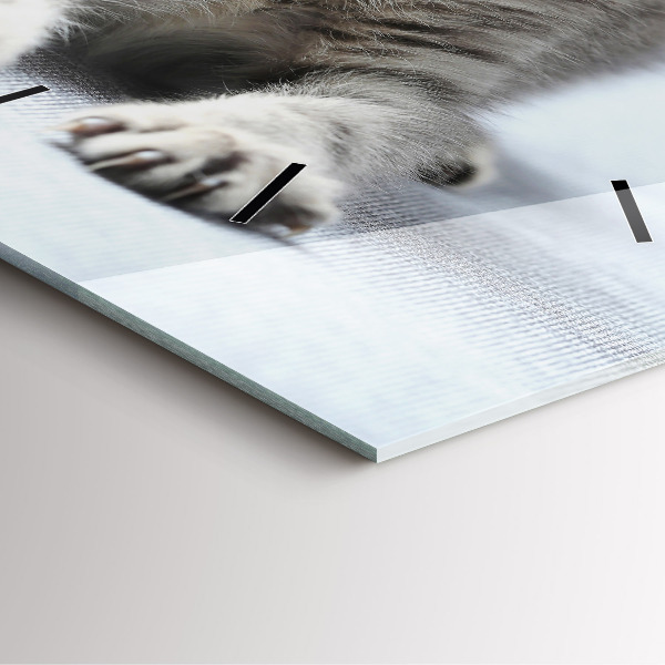 Štvorcové hodiny Mačka na gauči