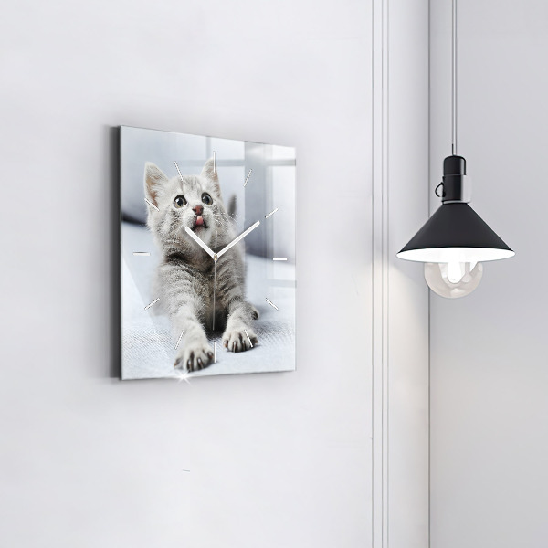 Štvorcové hodiny Mačka na gauči