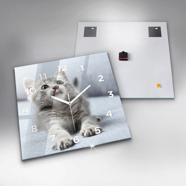 Štvorcové hodiny Mačka na gauči