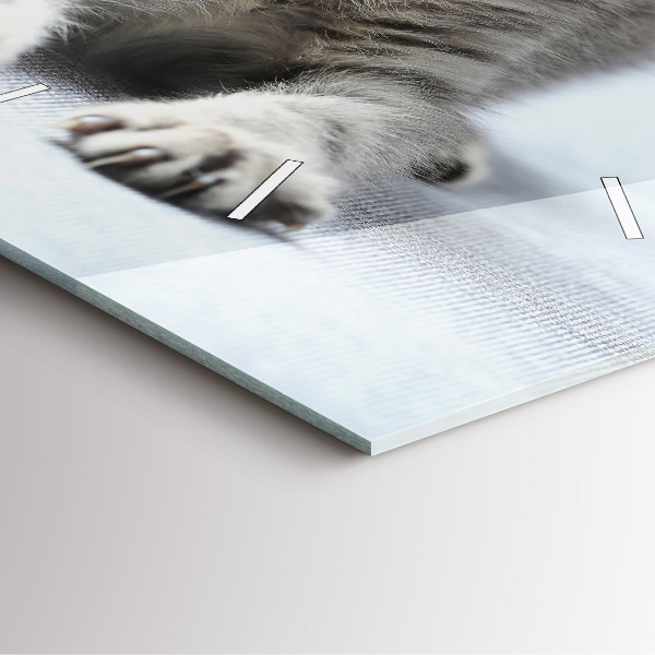 Štvorcové hodiny Mačka na gauči