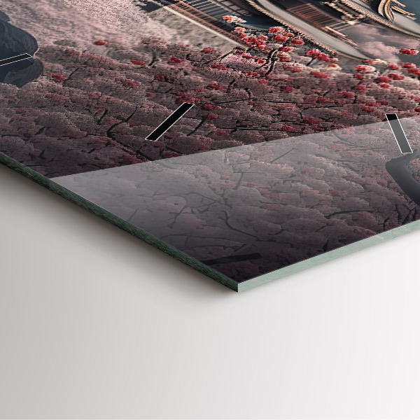 Štvorcové hodiny Veža a kvety v Ázii