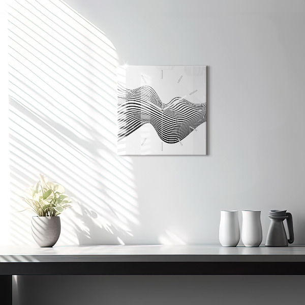 Štvorcové hodiny Čiernobiele umenie