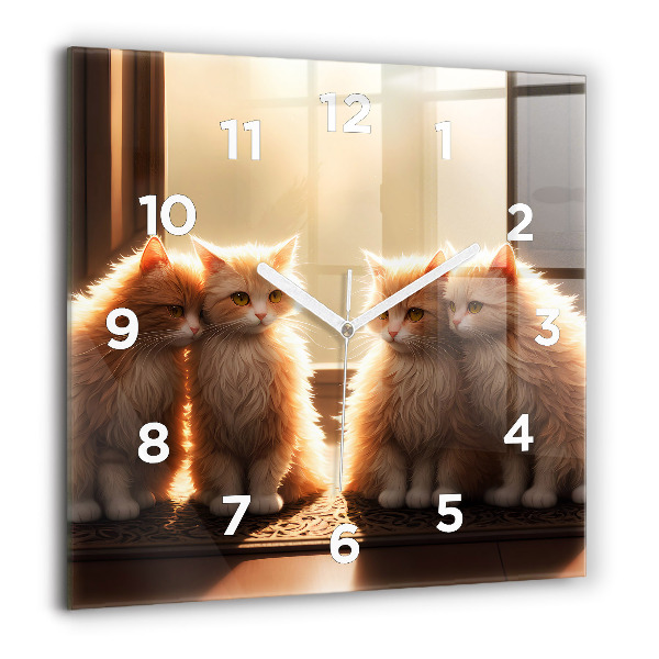 Štvorcové hodiny Štyri mačiatka na slnku