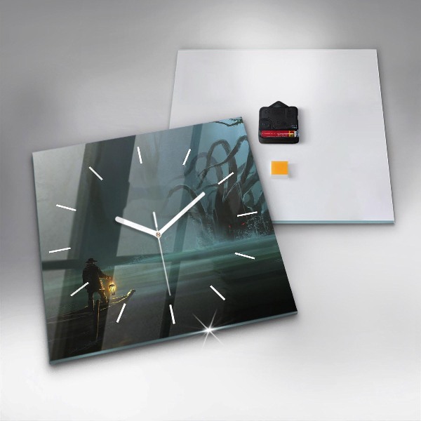 Štvorcové hodiny Muž a monštrum v močiari