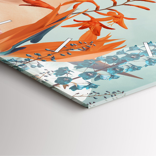 Štvorcové hodiny Žena s kvetmi